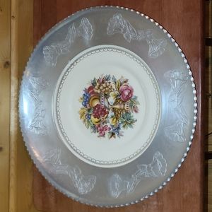 Harvest Fruit Triumph American Limoges Farberware Serving Tray Wrought Aluminum